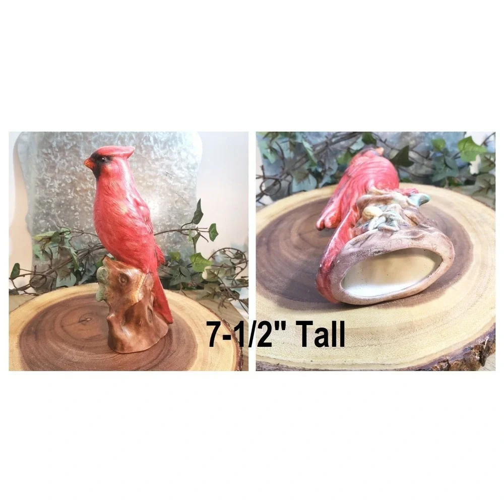 Three Bird Lover Ceramic Figurines - Two Robins (1 is music box) & One Cardinal